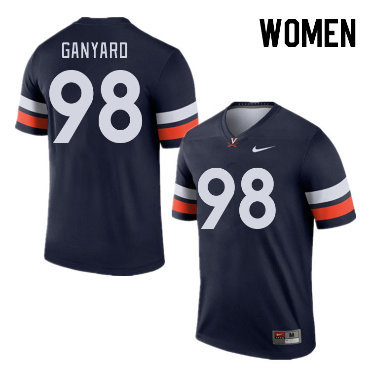 Women #98 Matt Ganyard Virginia Cavaliers College Football Jerseys Stitched Sale-Navy - Click Image to Close